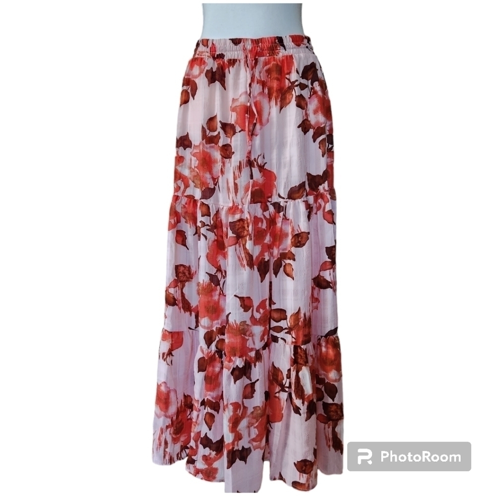 Sincerely, Jules Juniors pink and orange Tulle Ruffle maxi Skirt Size M